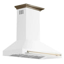 Forno Aria 48-Inch Wall Mount Range Hood in White with Brass Handle (FRHWM5095-48WHT)