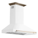 Forno 5-Piece Appliance Package - 48-Inch Gas Range, Wall Mount Range Hood, 60-Inch Refrigerator, Dishwasher, and 30-Inch Microwave Drawer in White with Antique Brass Handle