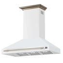 Forno Aria 48-Inch Wall Mount Range Hood in White with Brass Handle (FRHWM5095-48WHT)