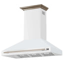 Forno 5-Piece Appliance Package - 48-Inch Dual Fuel Range, Wall Mount Range Hood, 36-Inch Refrigerator, Dishwasher, and 24-Inch Microwave Drawer in White with Antique Brass Handle