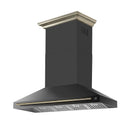 Forno Aria 60-Inch Wall Mount Range Hood in Black with Brass Handle (FRHWM5095-60BLK)