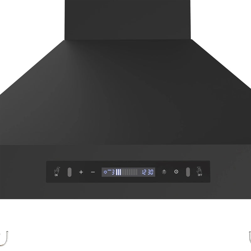 Forno Venezia 30-Inch Wall-Mounted Range Hood in Black with Antique Brass Trim (FRHWM5503-30BLK)