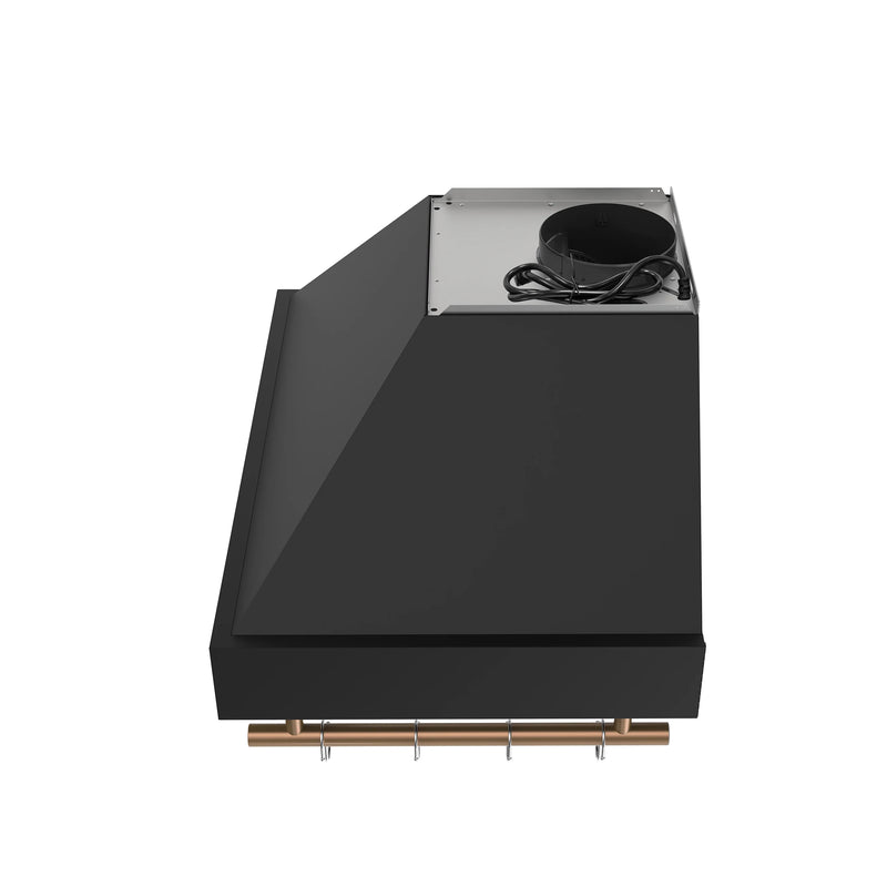 Forno Venezia 30-Inch Wall-Mounted Range Hood in Black with Antique Brass Trim (FRHWM5503-30BLK)