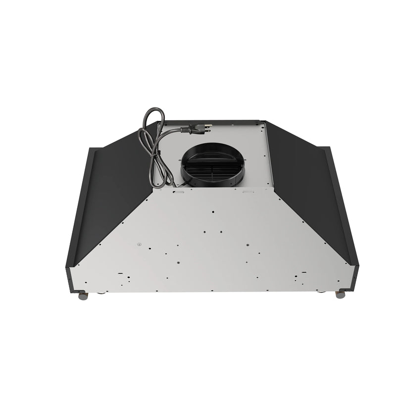 Forno Venezia 30-Inch Wall-Mounted Range Hood in Black with Antique Brass Trim (FRHWM5503-30BLK)