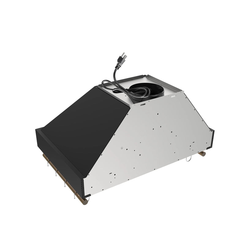 Forno Venezia 30-Inch Wall-Mounted Range Hood in Black with Antique Brass Trim (FRHWM5503-30BLK)