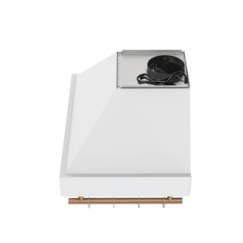 Forno Venezia 30-Inch Wall-Mounted Range Hood in White with Antique Brass Trim (FRHWM5503-30WHT)