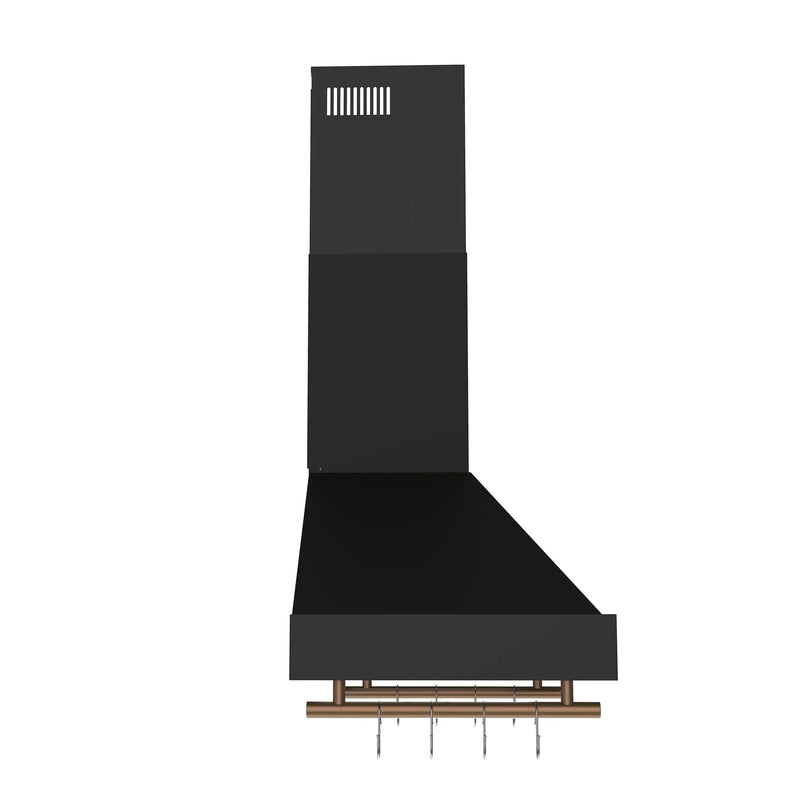 Forno Venezia 36-Inch Wall-Mounted Range Hood in Black with Antique Brass Trim (FRHWM5503-36BLK)