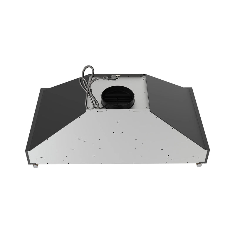 Forno Venezia 36-Inch Wall-Mounted Range Hood in Black with Antique Brass Trim (FRHWM5503-36BLK)