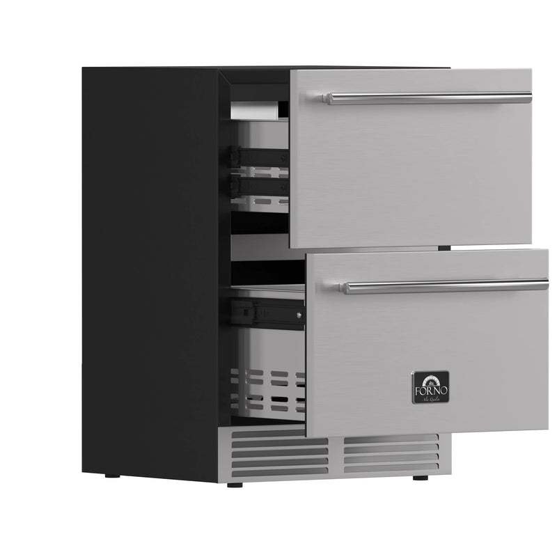 Forno Cosenza 24-Inch 4.69 cu.ft. Built-In Indoor/Outdoor Drawer Freezer with Ice Maker (FDRBI1838-24S)