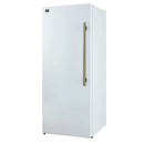 Forno Maderno 28-Inch Built-In 13.6 Cu.Ft. Convertible Refrigerator in White with Antique Brass Handle, Left Swing with Decorative Grille (FFFFD1722-32LSG-WHT)