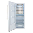 Forno Maderno 28-Inch Built-In 13.6 Cu.Ft. Convertible Refrigerator in White with Antique Brass Handle, Left Swing with Decorative Grille (FFFFD1722-32LMG-WHT)