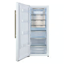 Forno Maderno 60-Inch 27.2 Cu. Ft. Built-In Convertible Refrigerator and Freezer in White with Modern Grille Trim and Antique Brass Handles (FFFFD1722-60SG-WHT)