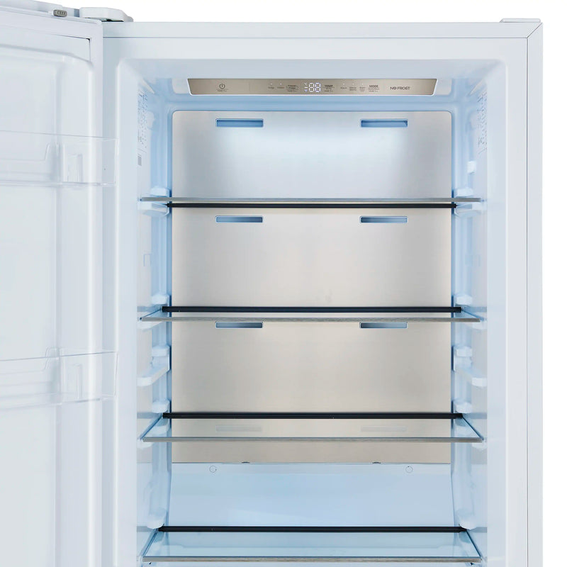 Forno Maderno 28-Inch Built-In 13.6 Cu.Ft. Convertible Refrigerator in White with Antique Brass Handle, Left Swing with Decorative Grill (FFFFD1722-32LMG-WHT)
