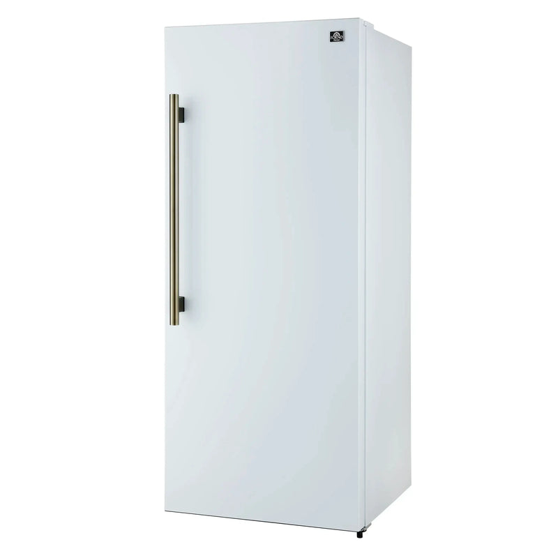 Forno Maderno 28-Inch Built-In 13.6 Cu.Ft. Convertible Refrigerator in White with Antique Brass Handle, Right Swing with Decorative Grill (FFFFD1722-32RSG-WHT)