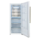 Forno Maderno 28-Inch Built-In 13.6 Cu.Ft. Convertible Refrigerator in White with Antique Brass Handle, Right Swing with Decorative Grille (FFFFD1722-32RMG-WHT)