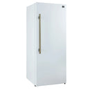 Forno Maderno 28-Inch Built-In 13.6 Cu.Ft. Convertible Refrigerator in White with Antique Brass Handle, Right Swing with Decorative Grille (FFFFD1722-32RSG-WHT)