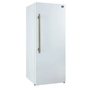 Forno Maderno 28-Inch Built-In 13.6 Cu.Ft. Convertible Refrigerator in White with Antique Brass Handle, Right Swing with Decorative Grille (FFFFD1722-32RMG-WHT)