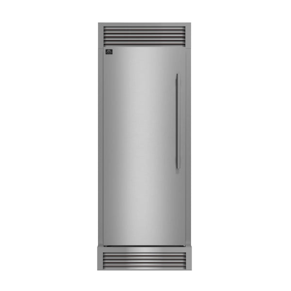 Forno Maderno 28-Inch Built-In 13.6 Cu.Ft. Convertible Refrigerator in Stainless Steel, Left Swing with Decorative Grill (FFFFD1722-32LSG)