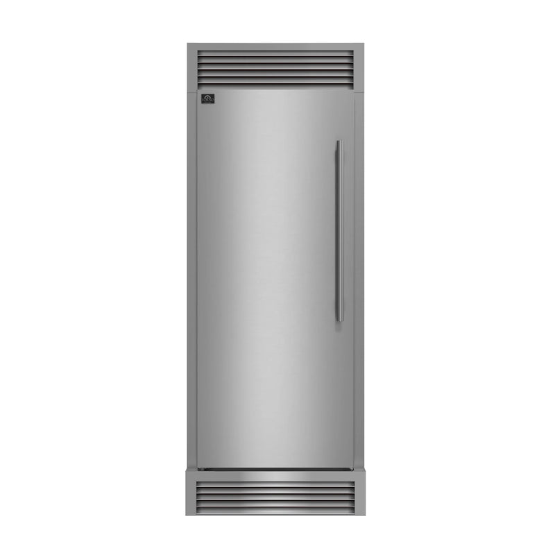 Forno Maderno 28-Inch Built-In 13.6 Cu.Ft. Convertible Refrigerator in Stainless Steel, Left Swing with Decorative Grill (FFFFD1722-32LSG)