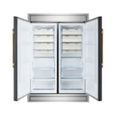 Forno 4-Piece Appliance Package - 48-Inch Electric Range, Wall Mount Range Hood, 60-Inch Refrigerator, and Dishwasher in Black with Antique Brass Handle