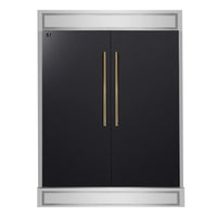 Forno Maderno 60-Inch 27.2 Cu. Ft. Built-In Convertible Refrigerator and Freezer in Black with Modern Trim and Antique Brass Handles (FFFFD1722-60MG-BLK)