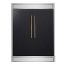 Forno 5-Piece Appliance Package - 48-Inch Dual Fuel Range, 60-Inch Convertible Refrigerator with Modern Trim, Dishwasher, and 24-Inch Microwave Drawer in Black with Antique Brass Handle