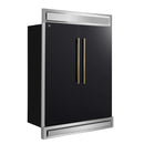 Forno 3-Piece Appliance Package - 48-Inch Dual Fuel Range, 60-Inch Convertible Refrigerator with Modern Trim, and Dishwasher in Black with Antique Brass Handle