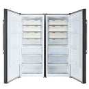 Forno 4-Piece Appliance Package - 36-Inch Dual Fuel Range, 60-Inch Convertible Refrigerator with Modern Trim, Dishwasher, and 24-Inch Microwave Oven in Black with Antique Brass Handle