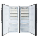 Forno 4-Piece Appliance Package - 48-Inch Gas Range, Wall Mount Range Hood, 60-Inch Built-In Convertible Refrigerator, and Dishwasher in Black with Antique Brass Handle