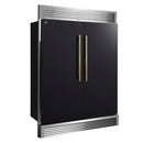 Forno Maderno 60-Inch 27.2 Cu. Ft. Built-In Convertible Refrigerator and Freezer in Black with Modern Grille Trim and Antique Brass Handles ( FFFFD1722-60SG-BLK)