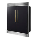 Forno Maderno 60-Inch 27.2 Cu. Ft. Built-In Convertible Refrigerator and Freezer in Black with Modern Grille Trim and Antique Brass Handles ( FFFFD1722-60SG-BLK)