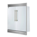 Forno Maderno 60-Inch 27.2 Cu. Ft. Built-In Convertible Refrigerator and Freezer in White with Modern Grille Trim and Antique Brass Handles (FFFFD1722-60SG-WHT)