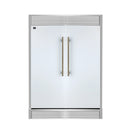 Forno Maderno 60-Inch 27.2 Cu. Ft. Built-In Convertible Refrigerator and Freezer in White with Modern Grille Trim and Antique Brass Handles (FFFFD1722-60SG-WHT)