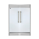 Forno 5-Piece Appliance Package - 48-Inch Gas Range, Wall Mount Range Hood, 60-Inch Refrigerator, Dishwasher, & 24-Inch Microwave Drawer in White with Antique Brass Handle