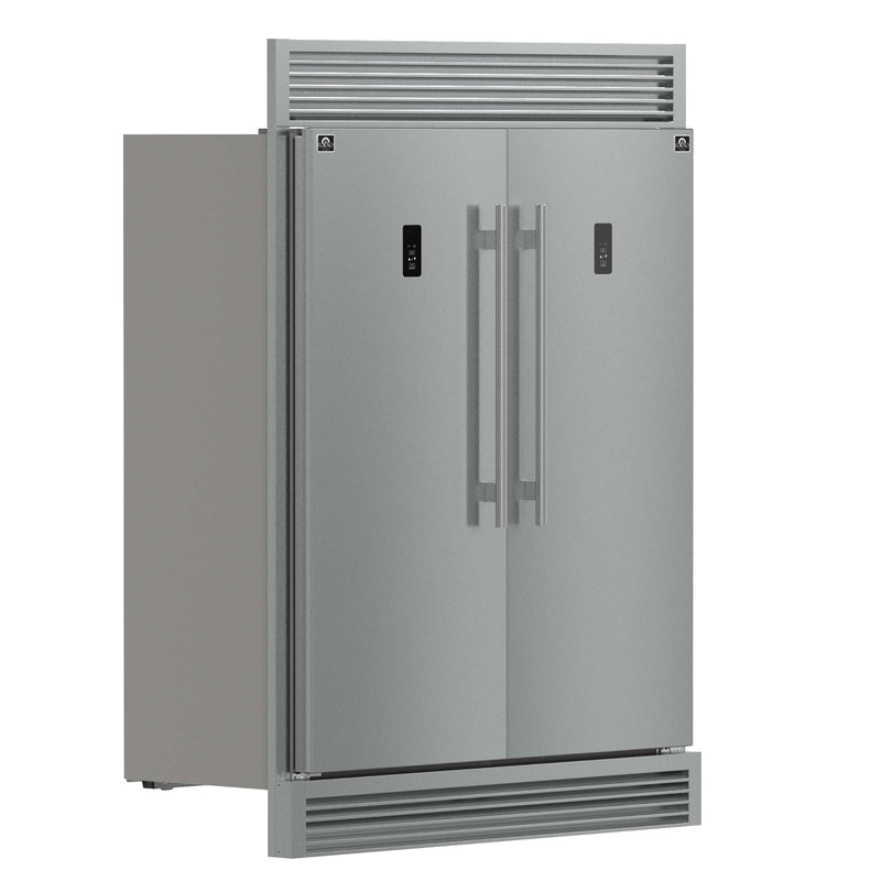 Forno Fortezza 60-Inch Built-In Convertible Refrigerator and Freezer in Stainless Steel with Grille Trim and Ice Maker (FFFFD1738-60SG)