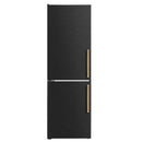 Forno Custodia 24-Inch Bottom Freezer, 10.3 Cu. Ft., Left  Swing, Ice Maker, Total No frost, Fast Cool & Fast  Freeze in Black with Antique Brass Handle (FFFFD1766-24BLK-LS)