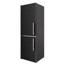 Forno Custodia 24-Inch Bottom Freezer, 10.3 Cu. Ft., Left  Swing, Ice Maker, Total No frost, Fast Cool & Fast  Freeze in Black with Antique Brass Handle (FFFFD1766-24BLK-LS)