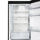 FORNO Custodia 24-Inch Bottom Freezer, 10.3 Cu. Ft., Right Swing, Ice Maker, Total No frost, Fast Cool & Fast  Freeze in Black with Antique Brass Handles (FFFFD1766-24BLK-RS)