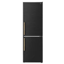 FORNO Custodia 24-Inch Bottom Freezer, 10.3 Cu. Ft., Right Swing, Ice Maker, Total No frost, Fast Cool & Fast  Freeze in Black with Antique Brass Handles (FFFFD1766-24BLK-RS)
