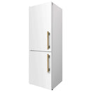 Forno Custodia 24-Inch Bottom Freezer, 10.3 Cu. Ft., Left  Swing, Ice Maker, Total No frost, Fast Cool & Fast  Freeze in White with Antique Brass Handle (FFFFD1766-24WHT-LS)