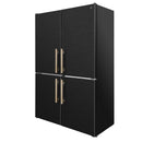 Forno Custodia 48-Inch Bottom Freezer Refrigerator with 20.6 Cu. Ft. Total No frost, Fast Cool & Fast Freeze in Black with Antique Brass Handles (FFFFD1766-48BLK)