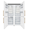 Forno Custodia 48-Inch Bottom Freezer Refrigerator with 20.6 Cu. Ft. Total No frost, Fast Cool & Fast Freeze in White with Antique Brass Handles (FFFFD1766-48WHT)