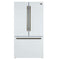Forno Rivello 36-Inch French Door 27.4 Cu. Ft. Refrigerator with Internal Water Dispenser in White with Antique Brass Handles (FFFFD1783-36WHT)