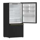 Forno Milano Espresso 31-Inch 17.2 cu. ft. Refrigerator and Bottom Freezer in Black with Antique Brass Trim, Right Hinge (FFFFD1785-31BLK)