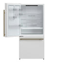 Forno Milano Espresso 31-Inch 17.2 cu. ft. Refrigerator and Bottom Freezer in White with Antique Brass Handle, Left Hinge (FFFFD1786-31WHT)