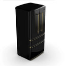 Forno Luigi 33-Inch 18 cu.ft. French Door Refrigerator in Black with Antique Brass Handles (FFFFD1791-33BLK)