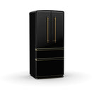 Forno Luigi 33-Inch 18 cu.ft. French Door Refrigerator in Black with Antique Brass Handles (FFFFD1791-33BLK)