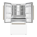 Forno Fiorano 36-Inch French Door Refrigerator with 20.2 Cu. Ft. Internal Water Dispenser & Automatic Ice Maker in White with Antique Brass Trim