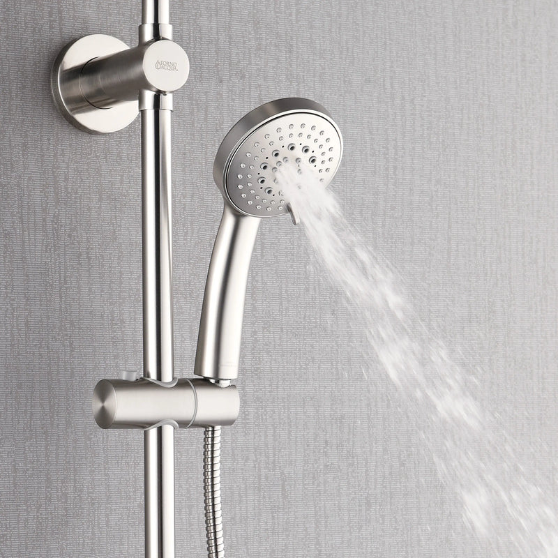 Forno AcquaSPA Retrofit 9-Inch Overhead Rainfall  Shower with 1.8 GPM Flow Rate, Handheld, Body Jets, 6 Way Diverter in Brushed Nickel (SC31BN-C8)
