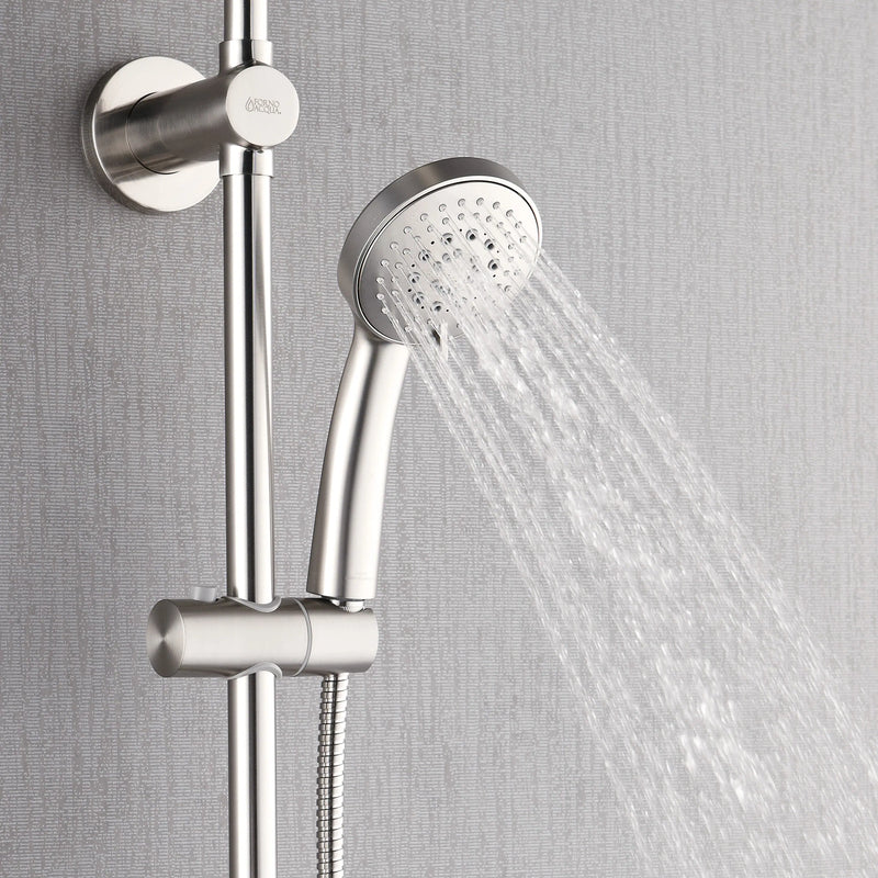 Forno AcquaSPA Retrofit 9-Inch Overhead Rainfall Shower with 2.5 GPM Flow Rate, Handheld, Body Jets, 6 Way Diverter in Brushed Nickel (SC31BN-C2)